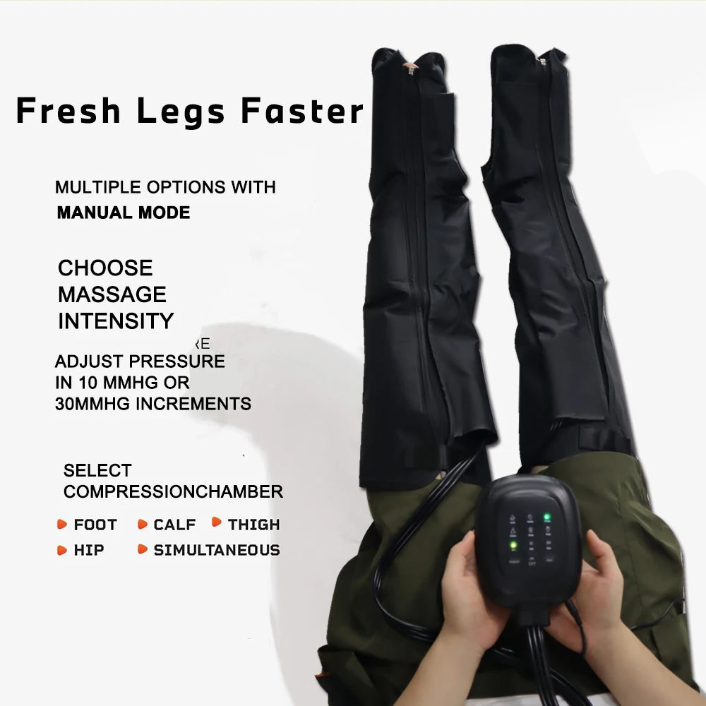 Rechargeable Foot & Leg Compression Therapy Device for Muscle Relief, Circulation Boost Black Large