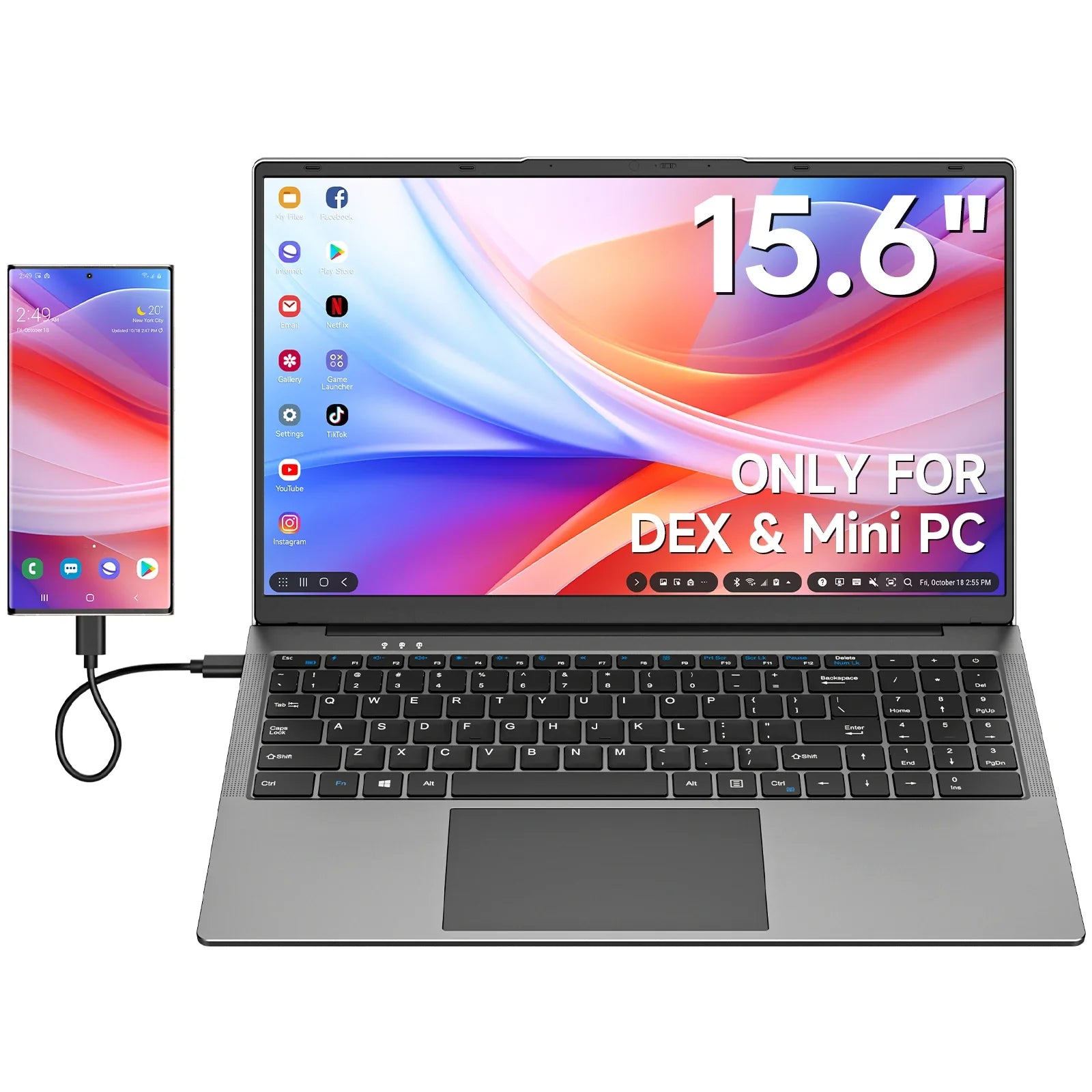 15.6" Portable Lapdock Monitor with Keyboard and DeX