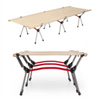 Compact Black Foldable Camping Bed for Outdoor & Office