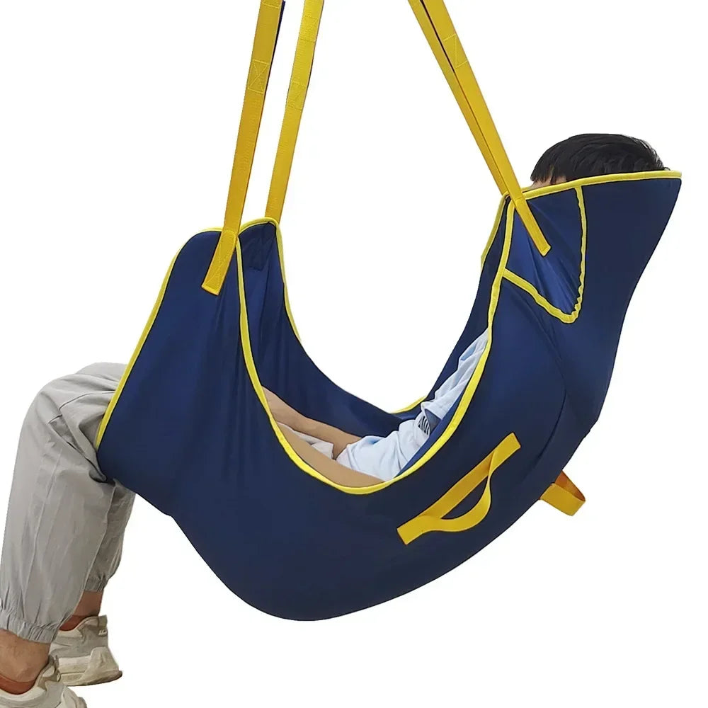 Adjustable Patient Lift Sling with Transfer Straps Blue M