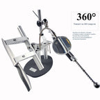 Multi-Angle Kitchen & Outdoor Knife Sharpener with Aluminum Clamp and Magnifying Glass