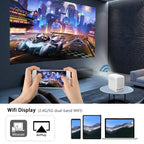1080p Android Projector with 100" Screen, 8000 Lumens, 5G WiFi, Bluetooth