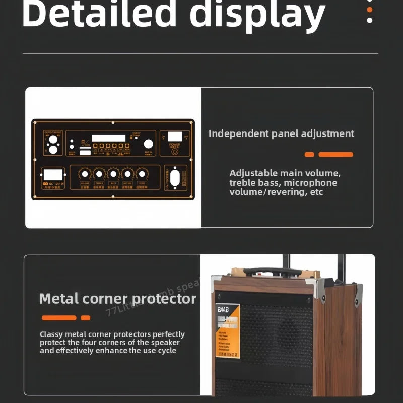 Portable 8" Bluetooth Outdoor Speaker with Mic & USB Playback Black