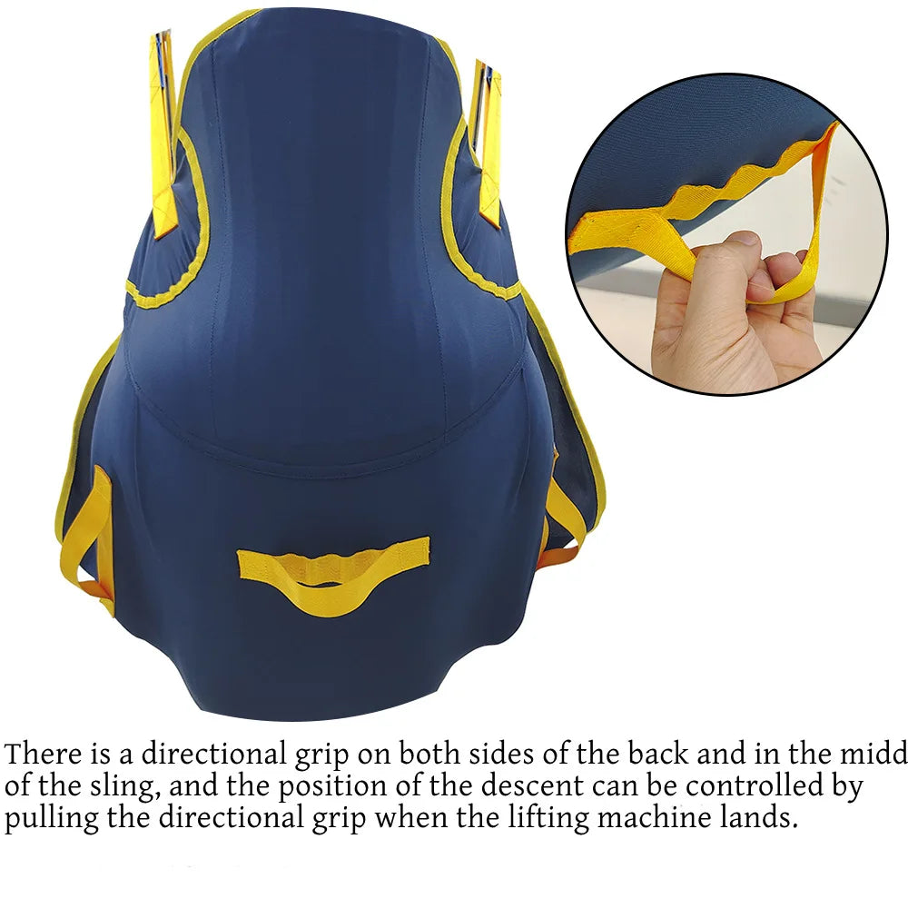 Adjustable Patient Lift Sling with Transfer Straps Blue M