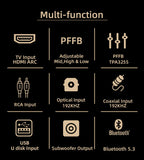 High-Power Home Audio Amplifier with Multi-Input Support