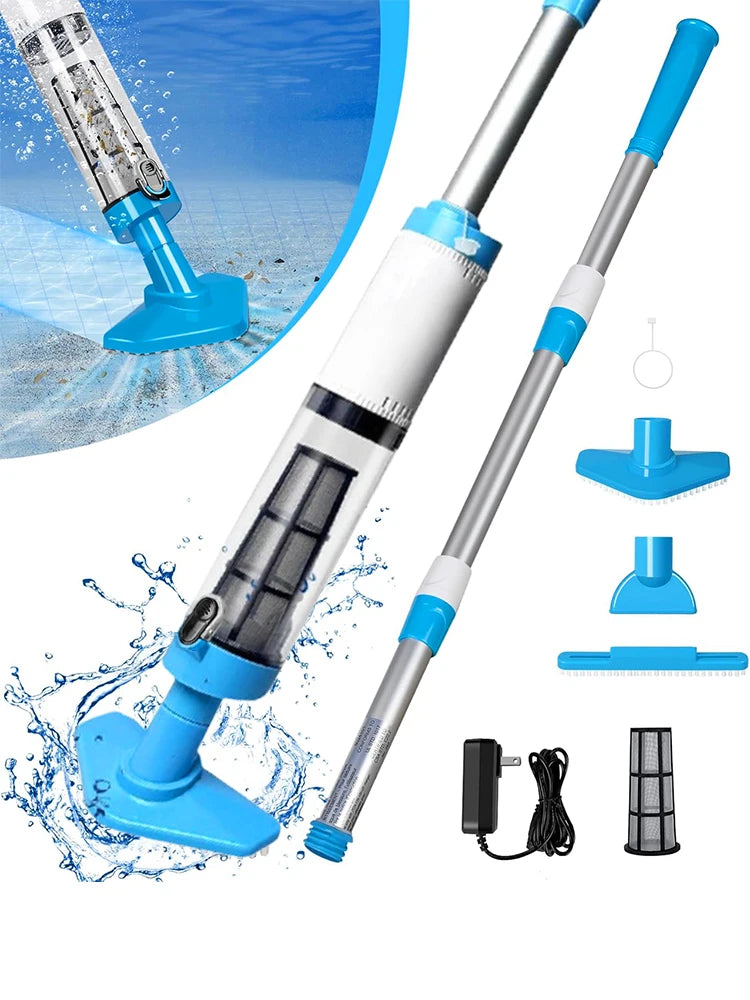 Portable Handheld Pool Cleaner with Adjustable Pole for Spas and Bathtubs
