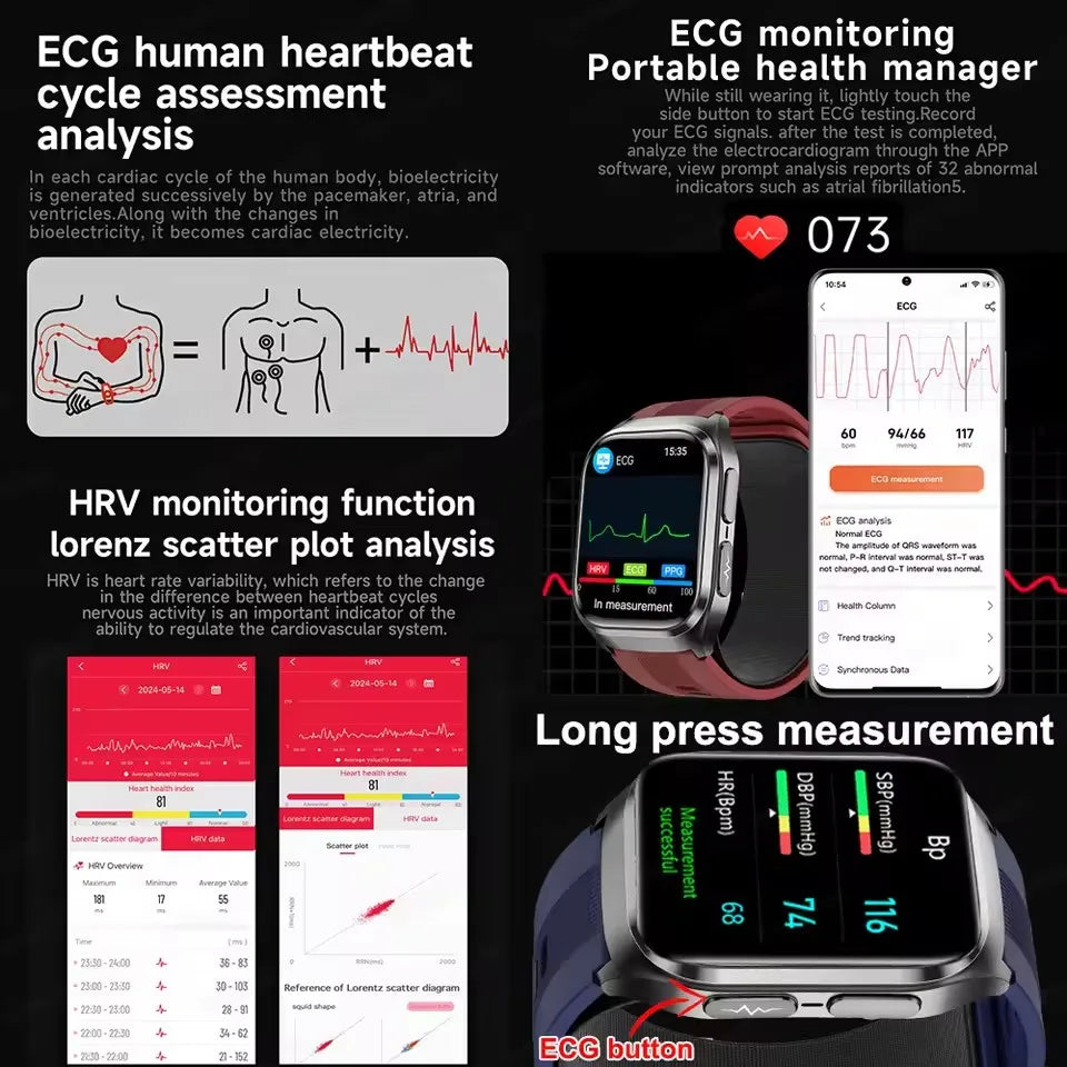 2.06" AMOLED Smartwatch ECG Blood Pressure Monitor