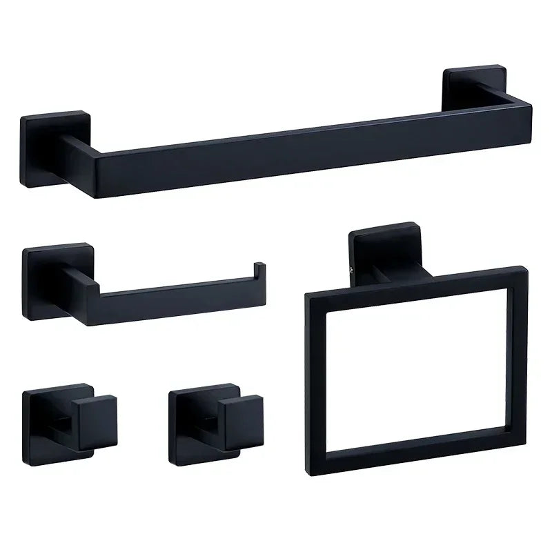 Wall-Mounted Bathroom Set, 40cm Towel Rail, Hooks, Holder