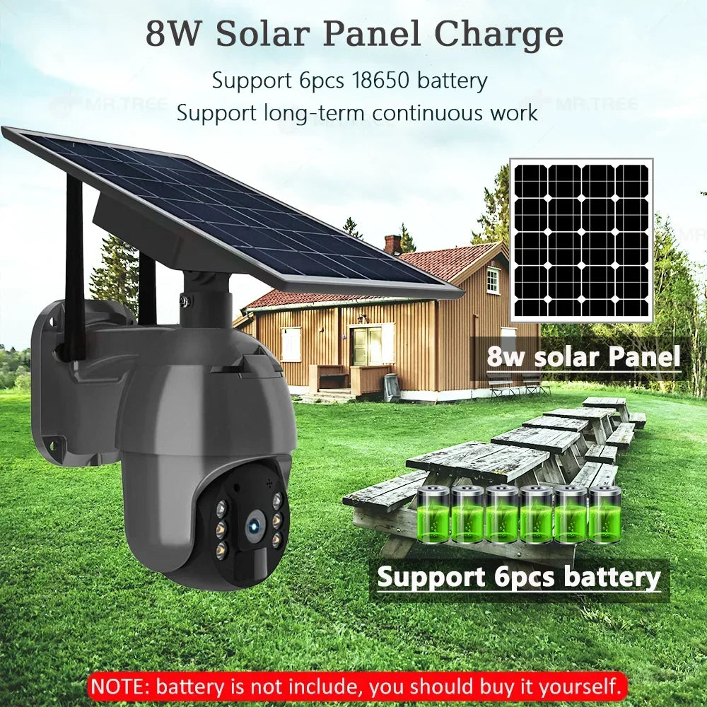 4G LTE Outdoor Solar Security Camera 5MP HD PTZ Wireless with 360° View & Night Vision