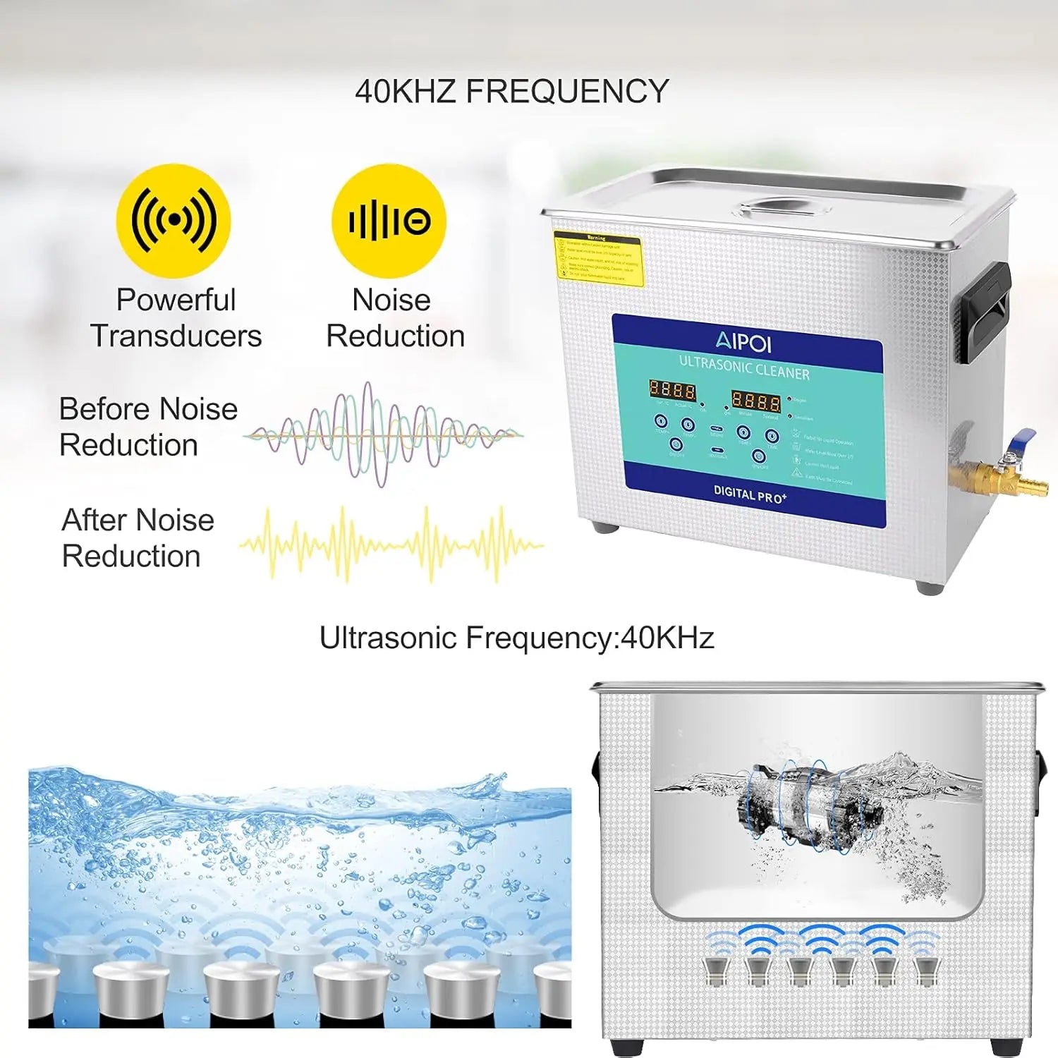 Portable 6.5L Ultrasonic Cleaning Machine with Adjustable Timer & Heater Workshop & Home Use