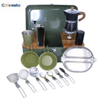11-Piece Portable Camping Cookware Set with Tea Pot & Stove