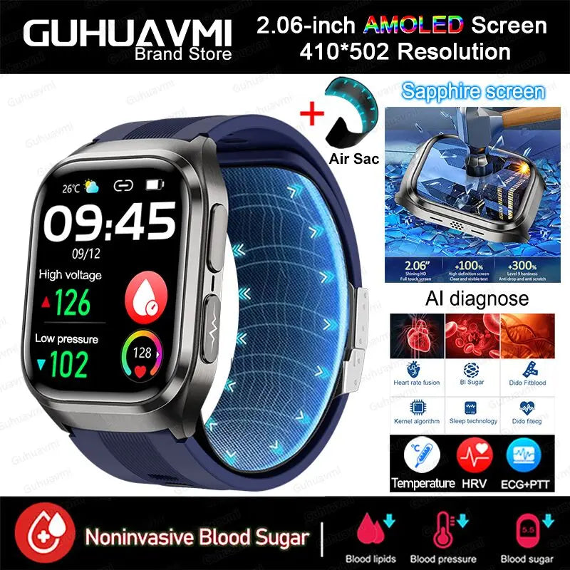 Waterproof Smartwatch with ECG, NFC, Glucose & More