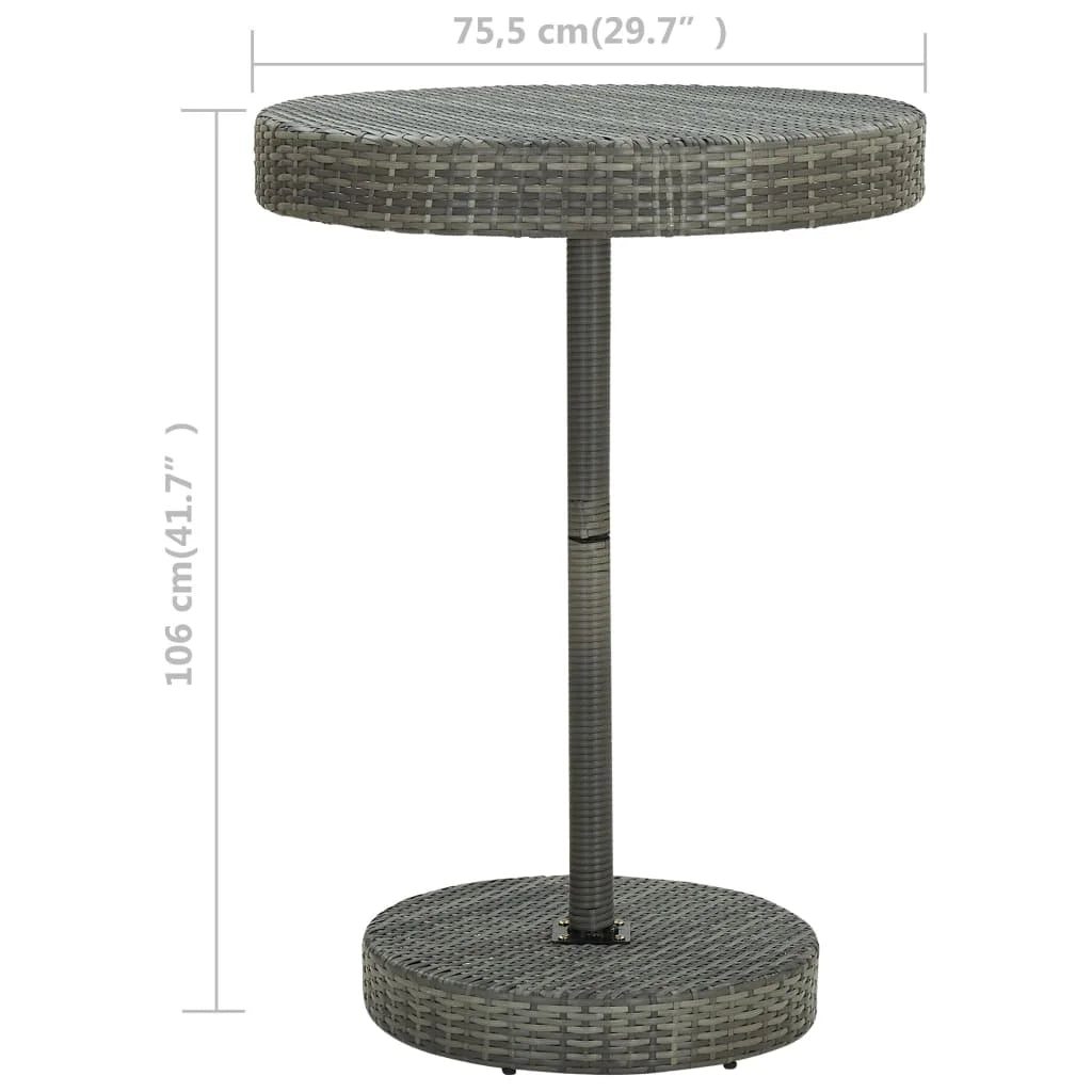 Outdoor Round Poly Rattan Garden Table 106cm – Weather-Resistant & Stylish Grey Design