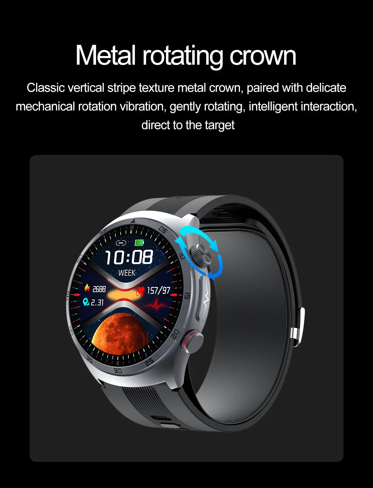 Blue Smartwatch with Medical-Grade ECG & Fitness Tracker