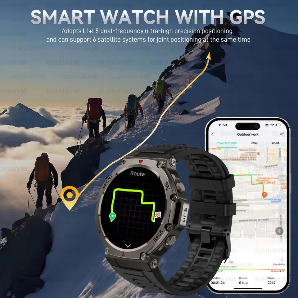 Outdoor Smartwatch with Heart Rate Monitor, AMOLED Screen and Long Battery Life