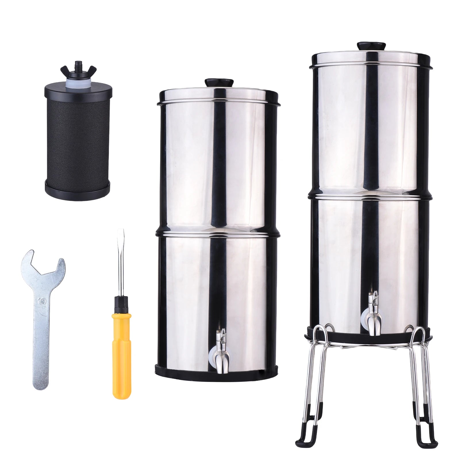Portable 1 Gallon Stainless Steel Water Purifier for Home, Camping & Emergency Use