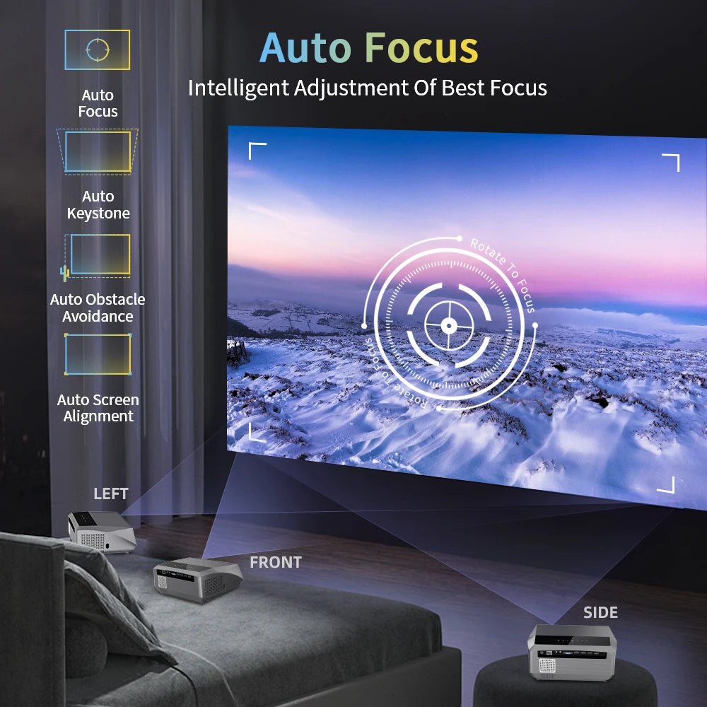 Portable 4K Home Cinema Projector Auto Focus WiFi