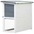 Wooden Outdoor Rabbit Hutch with Ramp & Pull-Out Tray – Grey 90x45x80cm