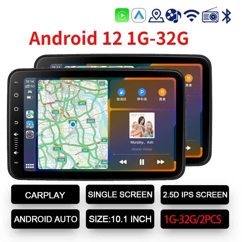 10.1" Car Headrest Tablet Android 12 1G RAM 32G Storage