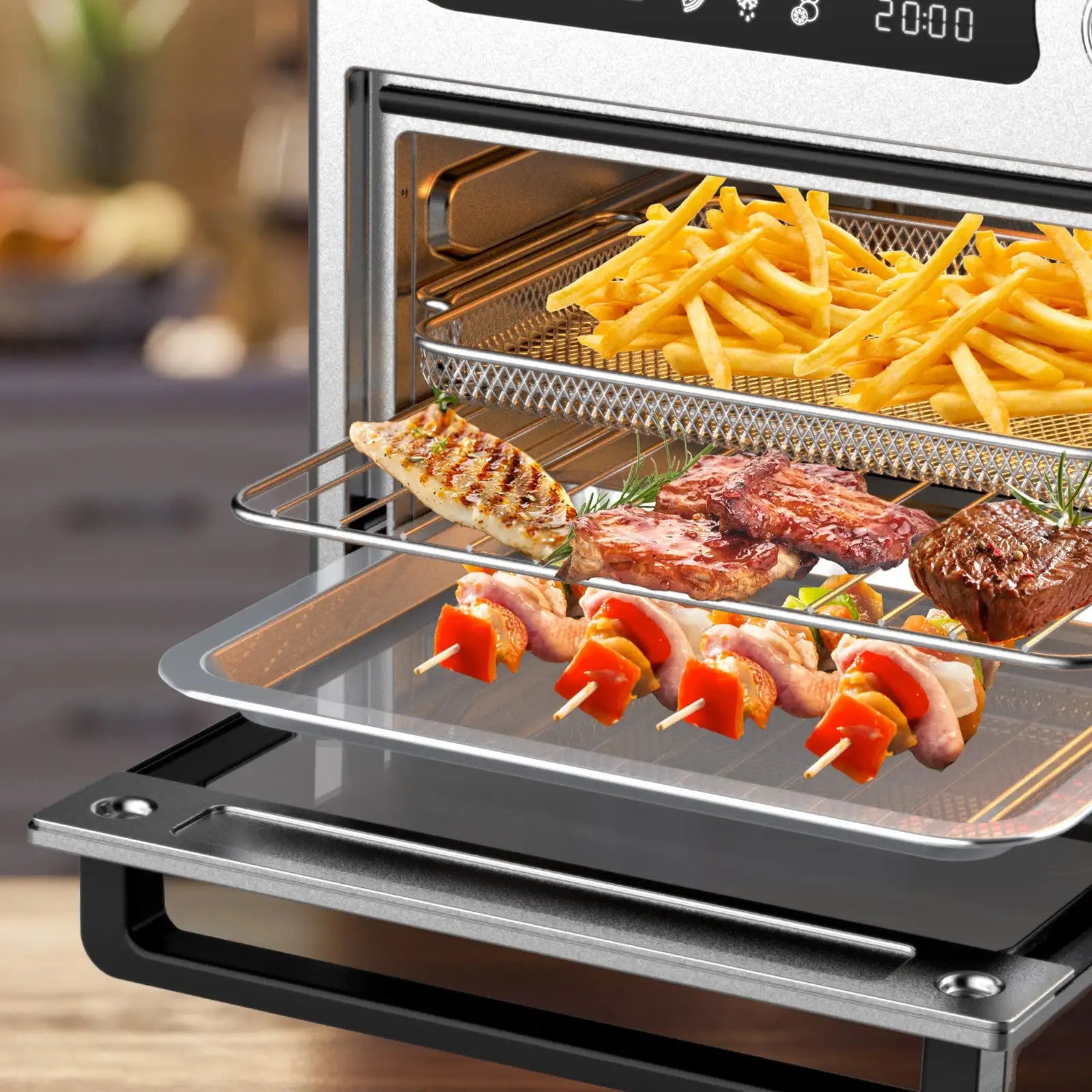 10L Compact Air Fryer Oven with Touch Controls & 7 Preset Functions – Silver