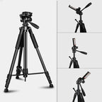 1.7M Adjustable Tripod Stand with Phone Holder & Bluetooth – Black