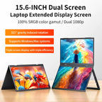 15.6" Dual-Screen Foldable IPS Monitor, Dual 1080p