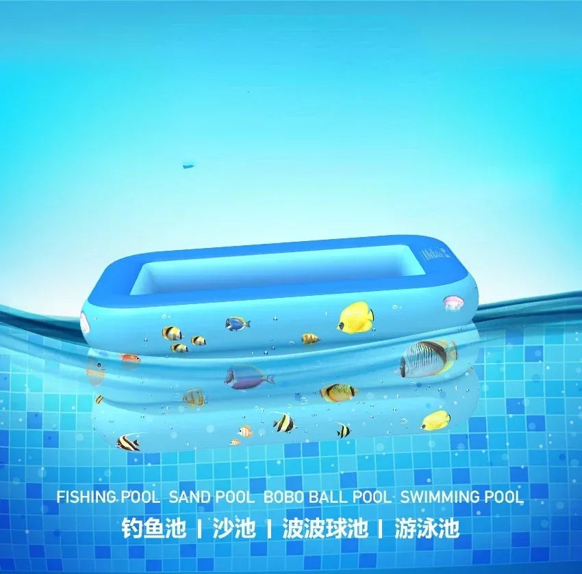 Portable Inflatable Swimming Pool Rectangular Outdoor Pool Tub for Family Summer Fun