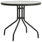 Round Outdoor Bistro Table – Tempered Glass Top, 80cm Anthracite, Steel Frame