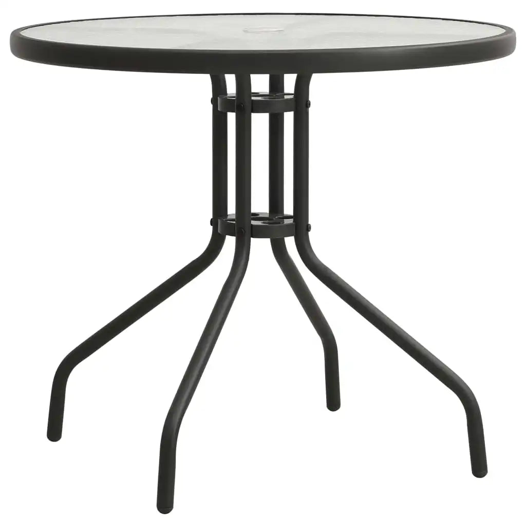 Round Outdoor Bistro Table – Tempered Glass Top, 80cm Anthracite, Steel Frame