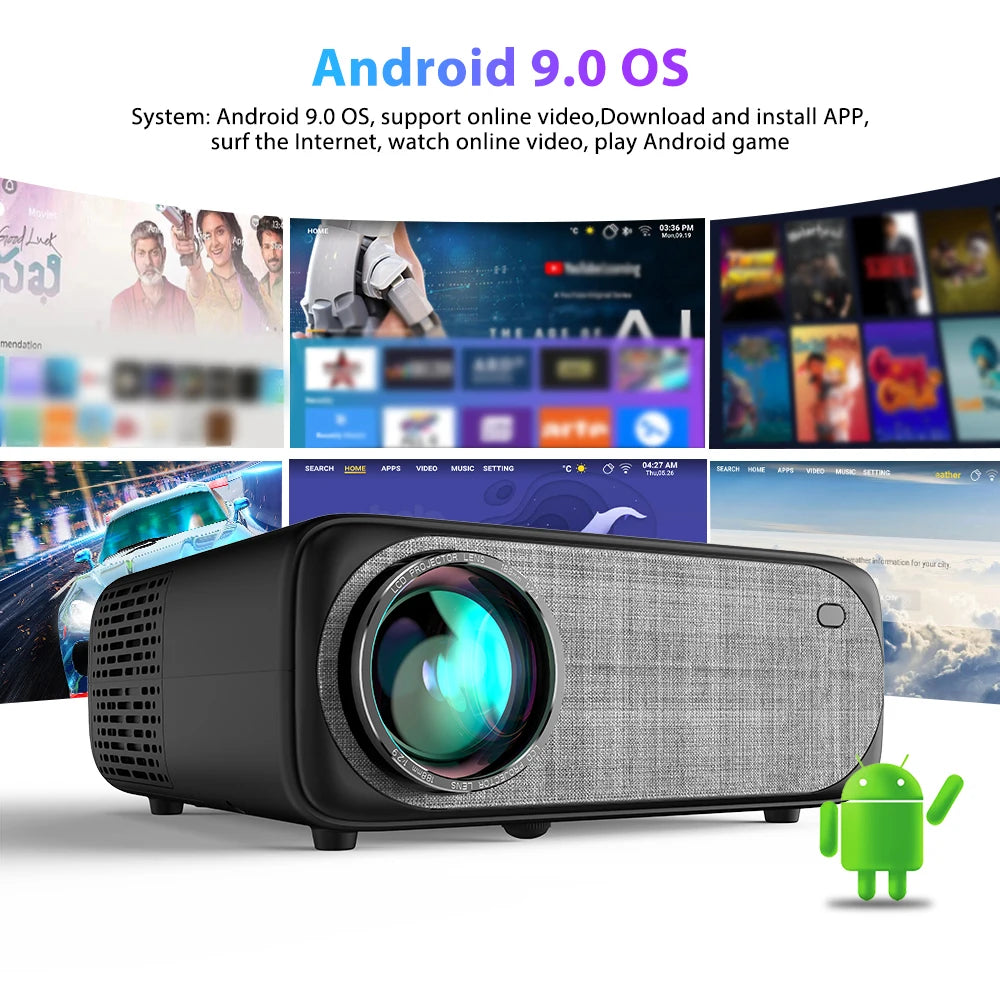 1080P Android Projector with 300" Display and Bluetooth