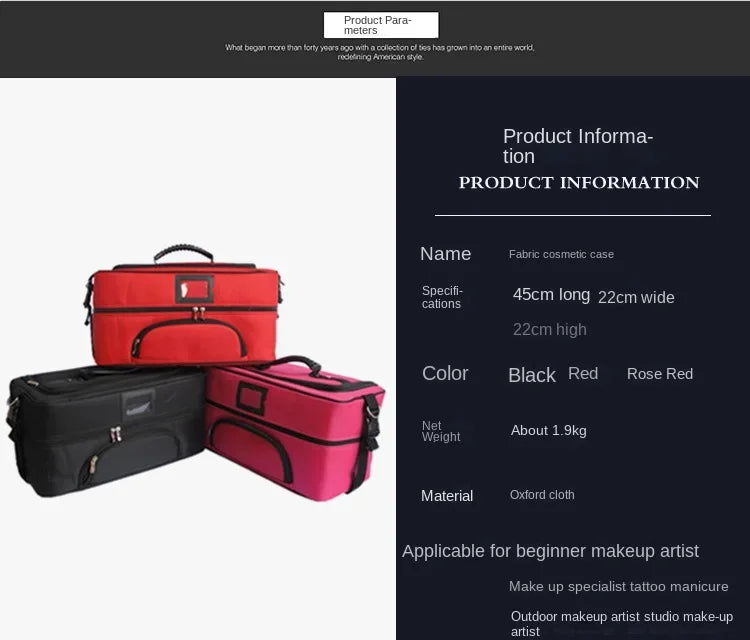 Large Capacity Travel Makeup Bag with Multiple Storage Layers
