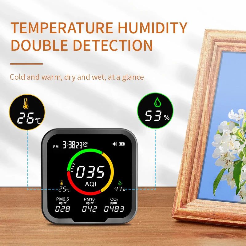 Smart WiFi 6-in-1 Air Quality Monitor with LCD - PTH-9AW