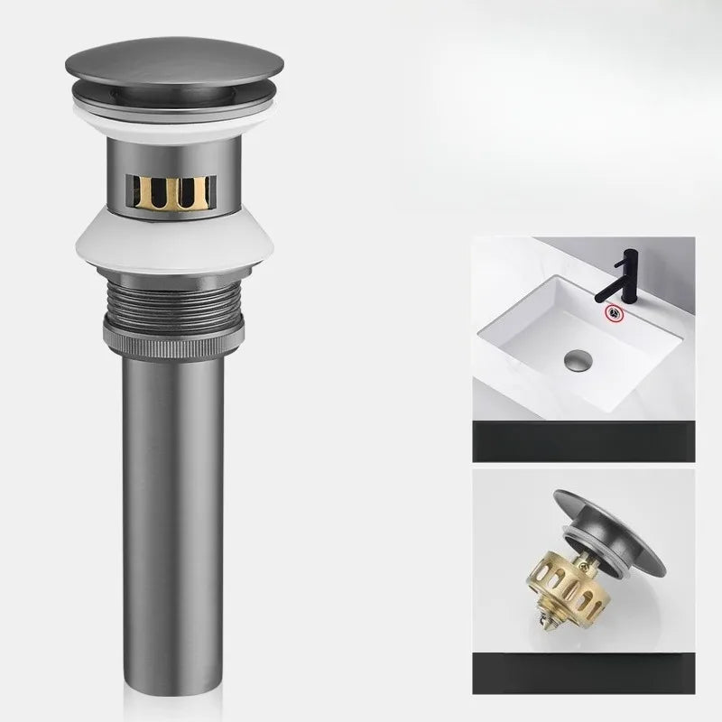 Push-Type Deodorizing Drain Pipe for Bathroom Wash Basin Overflow Hole