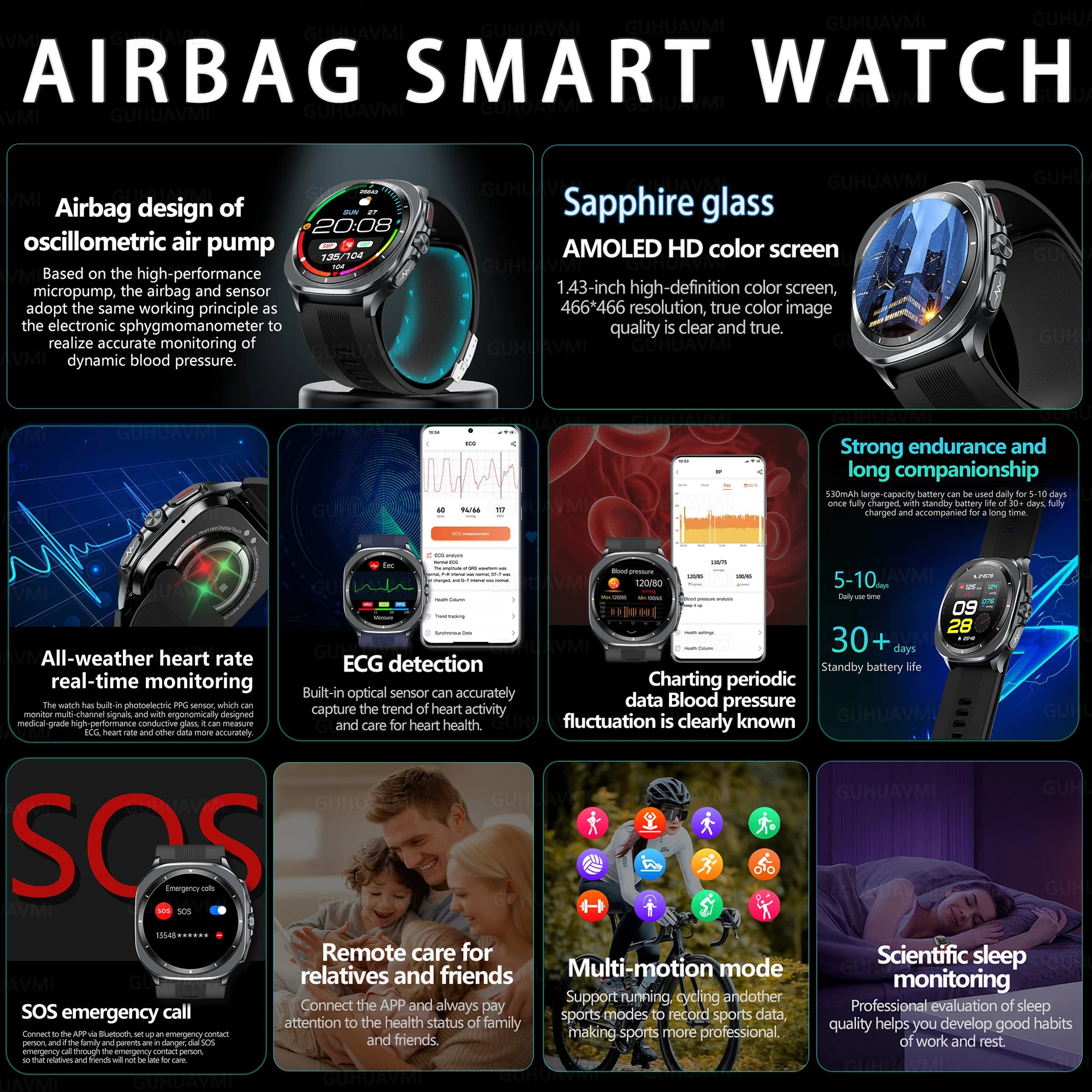 1.43” AMOLED Smartwatch with AI Health Tracking