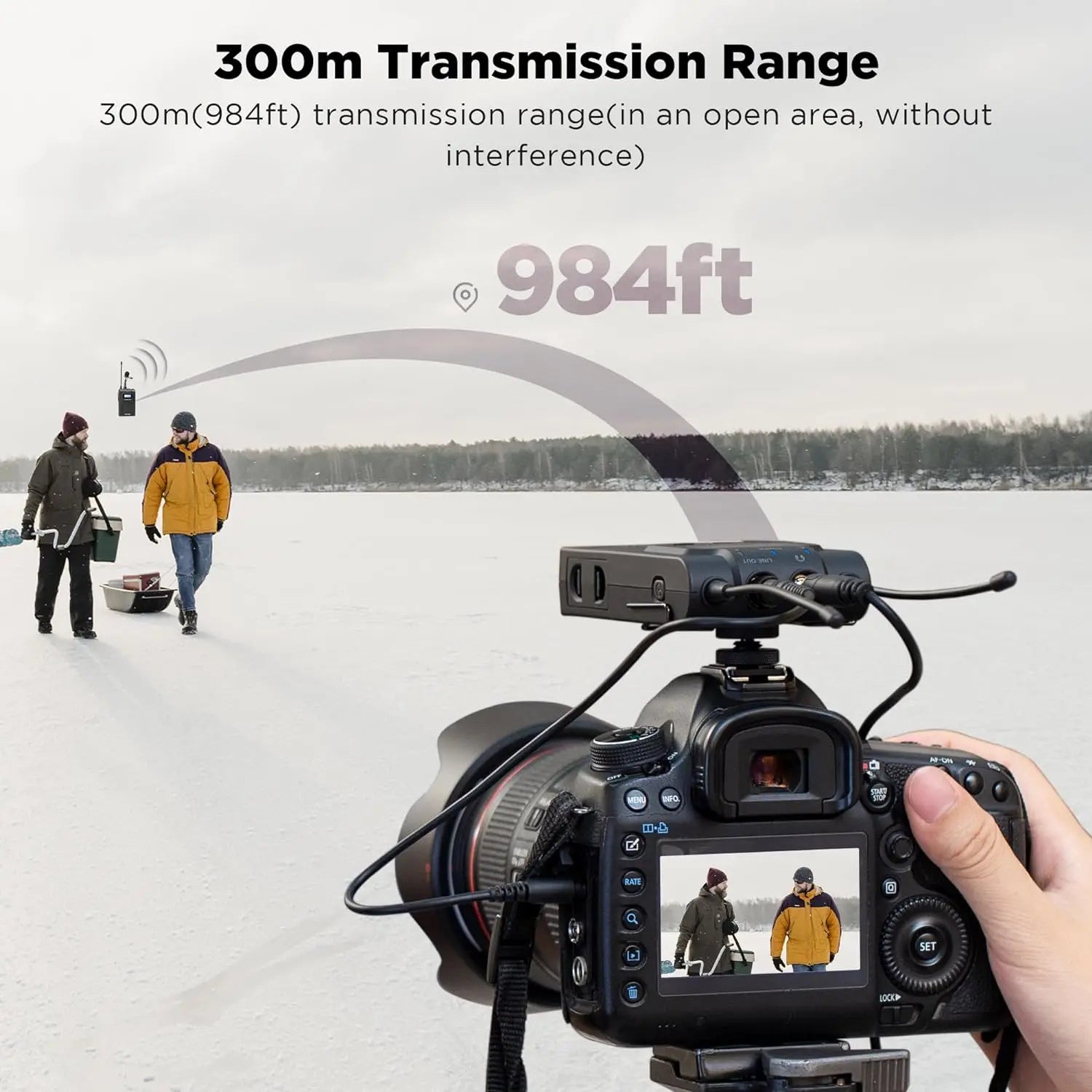 2-Transmitter Wireless Lavalier Mic Set with 100m Range