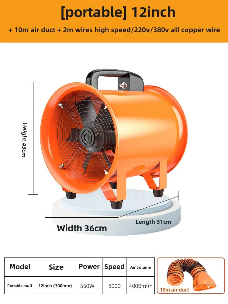 12 Inch Portable 220V Axial Exhaust Fan for Ventilation