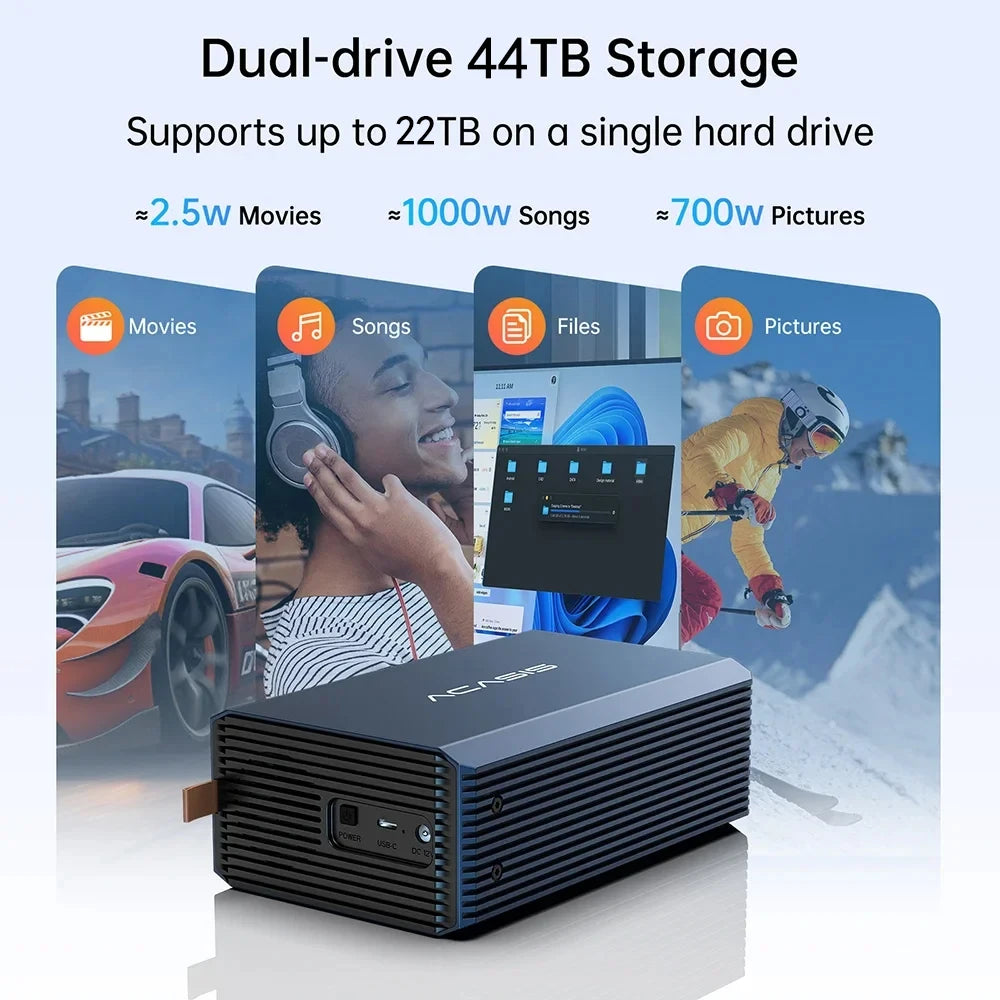 2 Bay 44TB RAID HDD Enclosure with Type-C Port