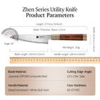 5.5-Inch Utility Kitchen Knife ZDP-189 Steel Blade with Desert Ironwood Handle & Gift Box