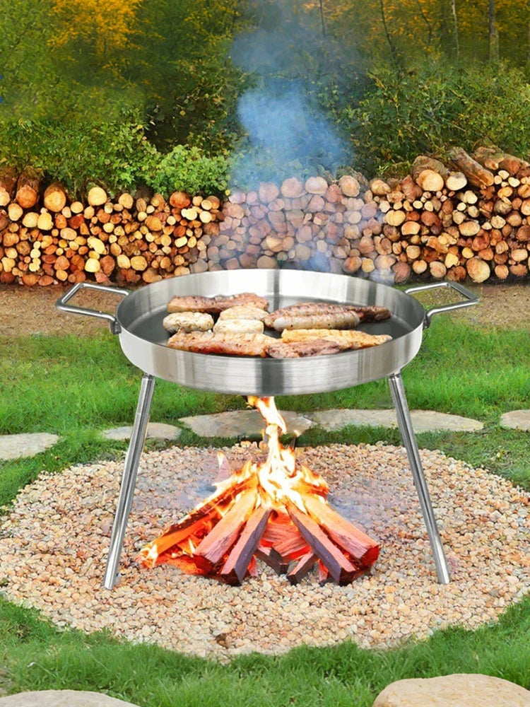 Heavy Duty 50cm Stainless Steel Outdoor Frying Pan with Legs