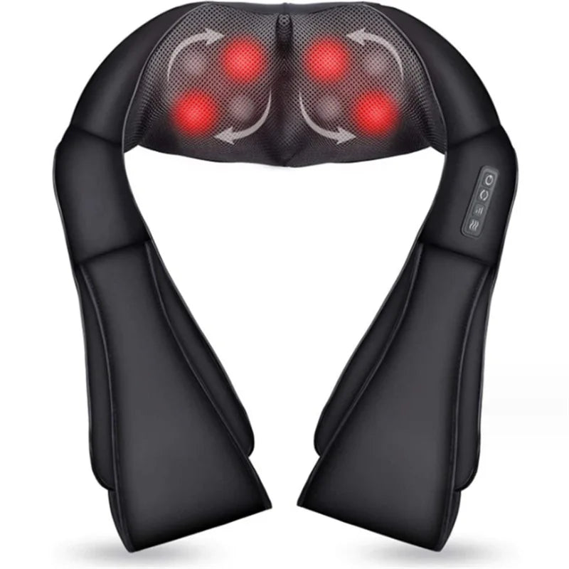 Portable Shiatsu Neck & Shoulder Massager with Heat Cordless Relaxation for Home, Office & Car