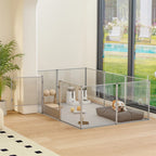 10-Panel Clear Acrylic Dog Playpen with Waterproof Pad