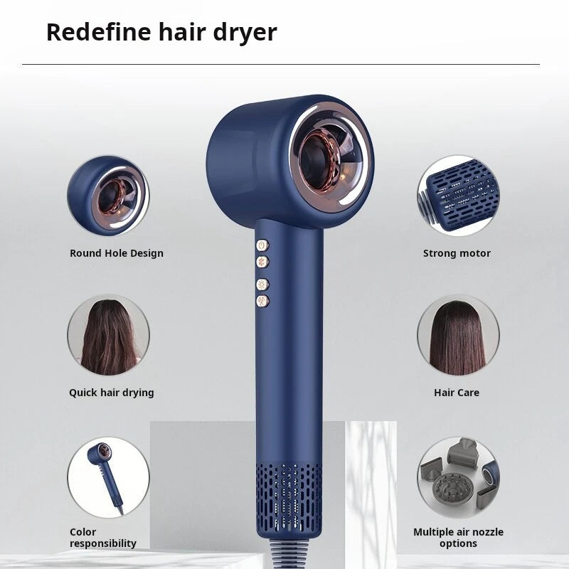 1500W Leafless Hair Dryer with Negative Ion Technology & 4 Speed Modes
