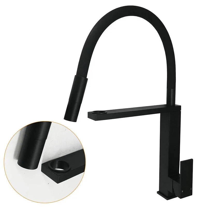 Pull-Out Swivel Kitchen Tap, Matte Black, Single Lever