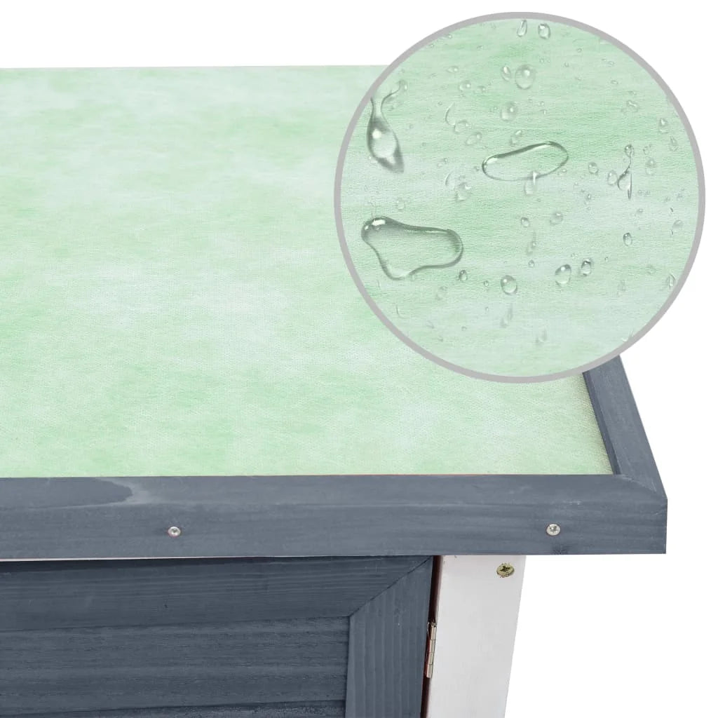 Wooden Outdoor Rabbit Hutch with Ramp & Pull-Out Tray – Grey 90x45x80cm