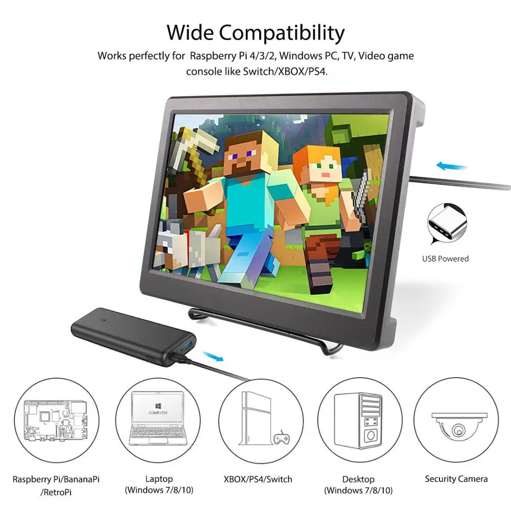 10.1" 2K IPS Portable Monitor with Touchscreen, HDMI & Type-C
