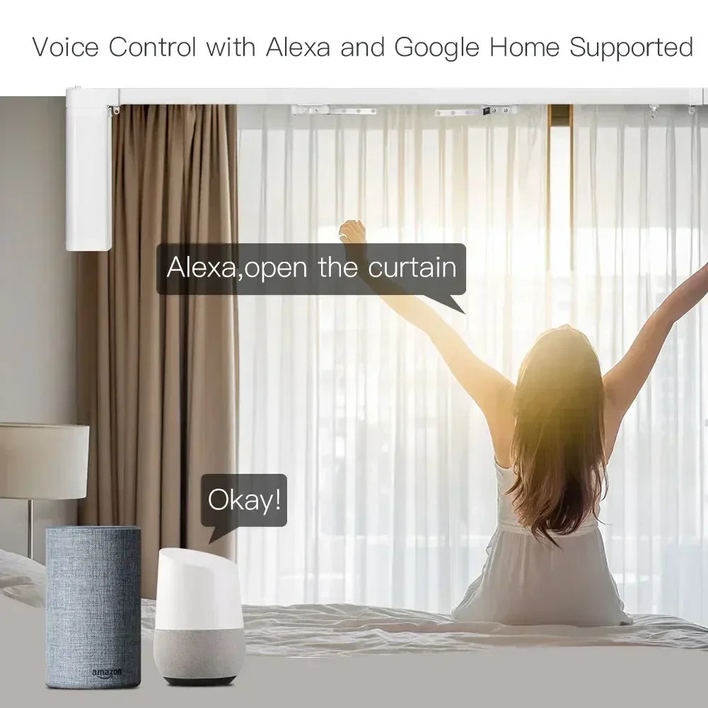 165" WiFi Motorized Curtain Track – App & Voice Control