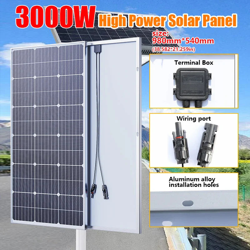 2000W Solar Panel 18V Rigid Waterproof for Outdoor Use