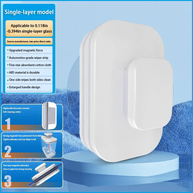 Double-Sided Magnetic Window Cleaner with Safety Rope