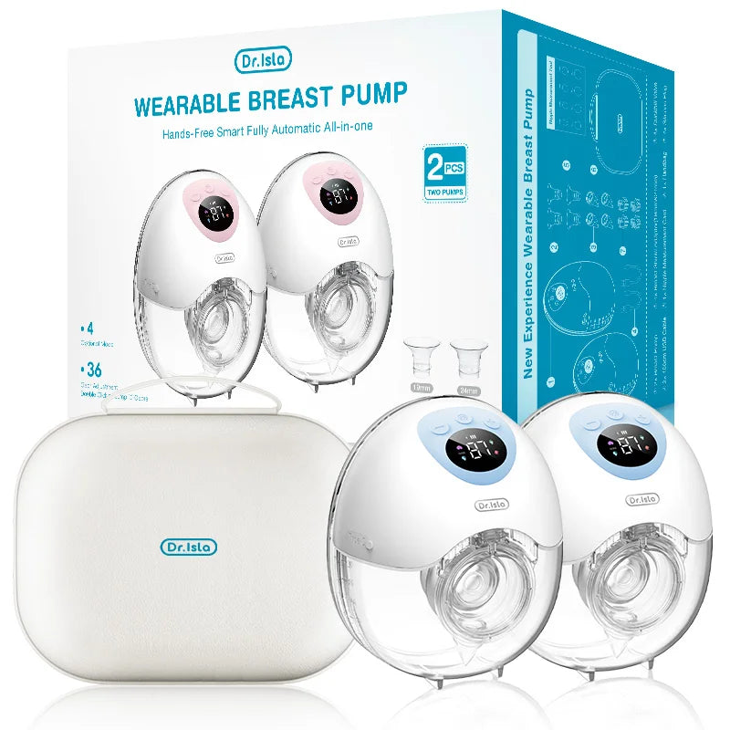 Rechargeable Sky Blue Breast Pump – 2PCS, Leak-Proof & Quiet