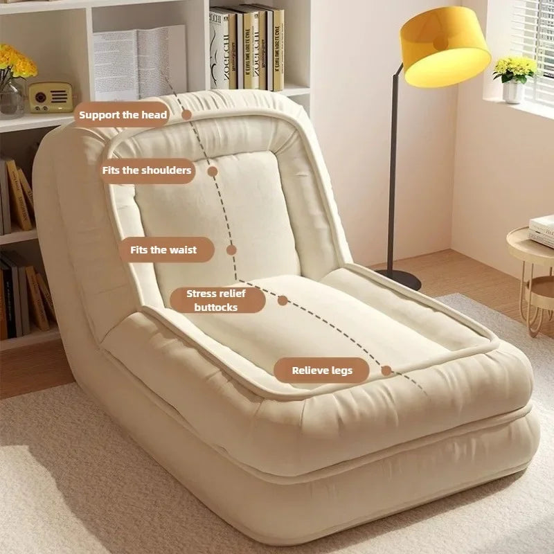 2-in-1 Convertible Floor Sofa Bed Compact Foldable Lounge Chair (White Small)